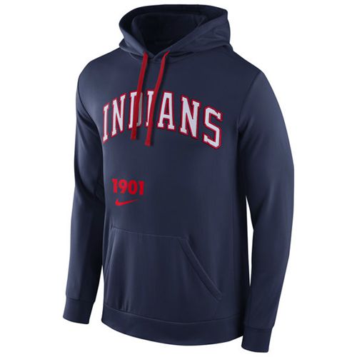 Cleveland Indians Nike Cooperstown Performance Pullover Navy Blue MLB Hoodie - Click Image to Close